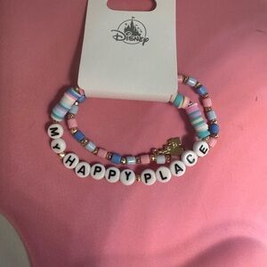 Disney Parks Authentic  'My Happy Place' Pastel Beaded Bracelet Set